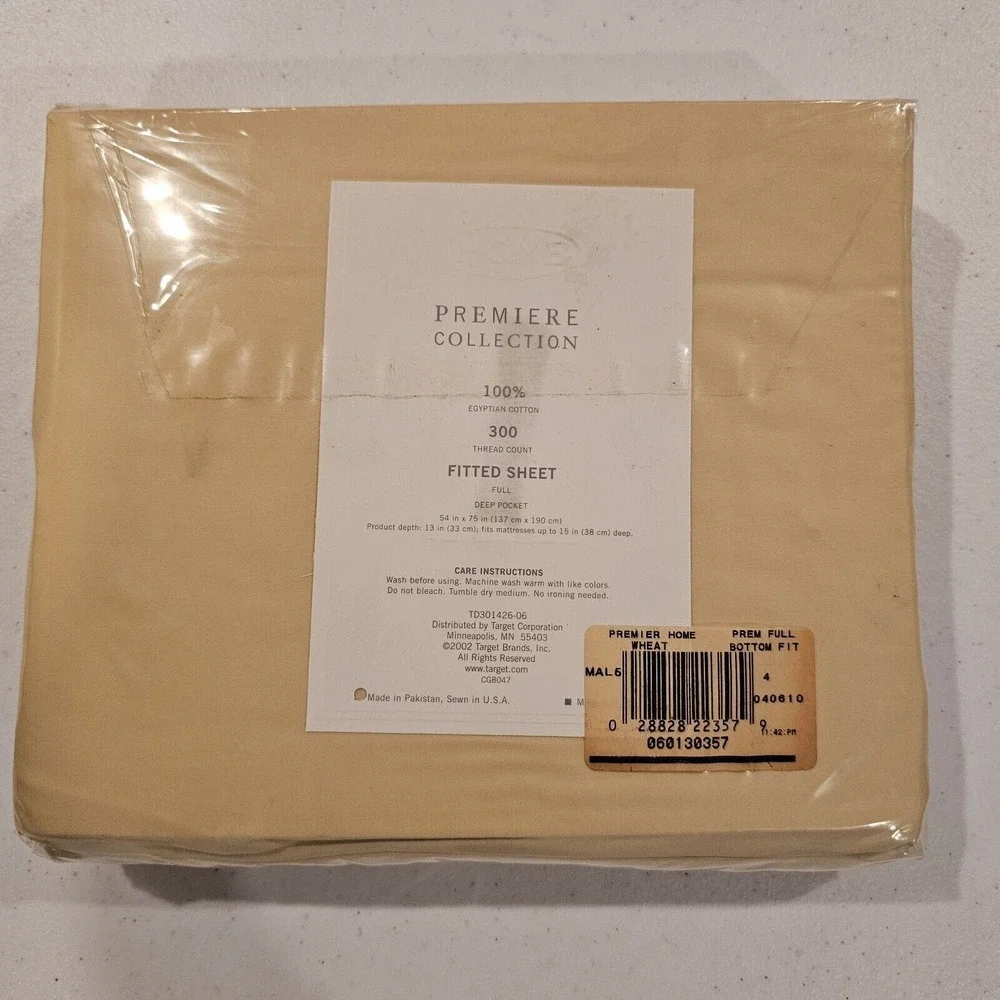 Target Home Premiere Collection Full Flat Bed Sheet Egyptian Cotton Wheat